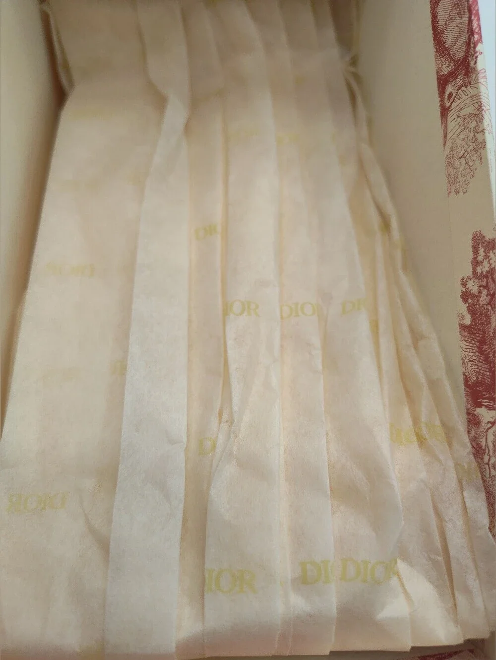 DIOR Toile Jungle Gift Box Tissue Paper Ribbon Set Pink Cream Gold Packaging EUC